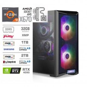 Gaming računalnik MEGA S10 AMD Ryzen 9-7950X3D | 32GB-DDR5 | RTX 4090 | 1TB-NVMe + 2TB | Vodno hlajen | Brez OS