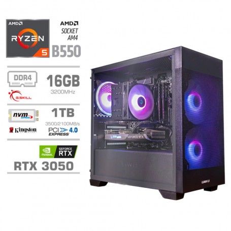 Gaming računalnik MEGA S7X AMD Ryzen 5-5500 | RTX3050 | 16GB | 1TB-NVMe | Brez OS | Črn
