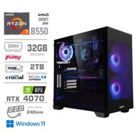 Gaming računalnik MEGA S7X AMD Ryzen 7-5800X | RTX4070 | 32GB | 2TB-NVMe | Win 11 Home | Črn