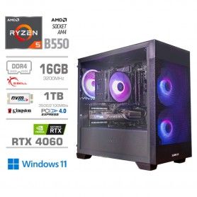 Gaming računalnik MEGA S7X AMD Ryzen 5-5600G | RTX4060 | 16GB | 1TB-NVMe | Win 11 Home | Črn
