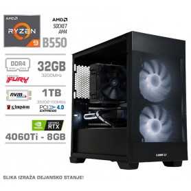 Gaming računalnik S7X AMD Ryzen 7-5700X | RTX4060Ti | 32GB | 1TB-NVMe | Brez OS | Črn