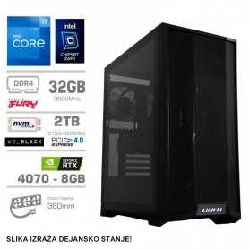 Gaming računalnik S10 Intel Core i7-12700K | RTX4070 | 32GB | 2TB-NVMe | Brez OS | Brez RGB | Črn