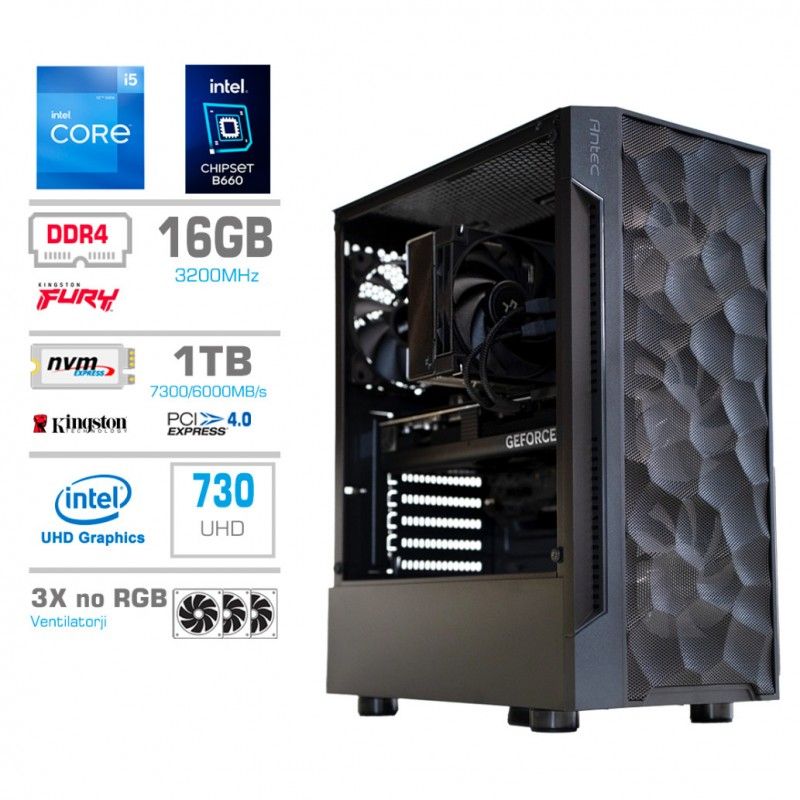 Namizni računalnik MEGA S7 Intel Core i5-12400 | 16GB | Intel 730 | 1TB-NVMe | Brez OS