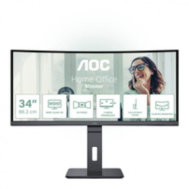 Monitor AOC 86,4 cm (34,0") CU34P3CV 3440x1440 Curved 100Hz VA 4ms HDMI DisplayPort USB-C 65W 4...