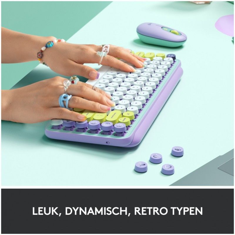 Tipkovnica Logitech Brezžična POP Keys z EMOJI mehanska mint SLO gravura (920-010736)