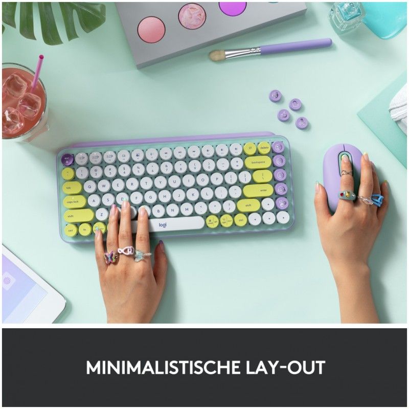 Tipkovnica Logitech Brezžična POP Keys z EMOJI mehanska mint SLO gravura (920-010736)