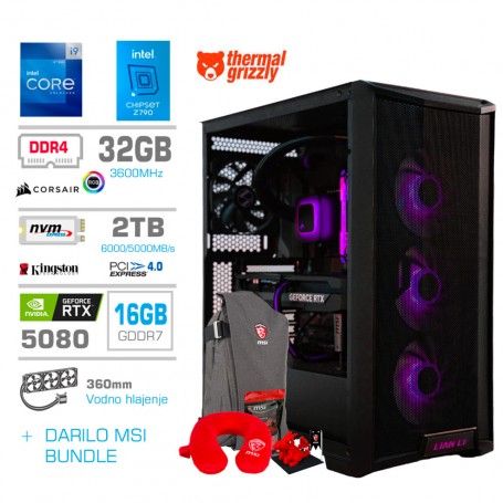 Računalnik MEGA TWR S10 i9-12900KF/RTX5080/32GB/2TB-4.0/1000W/Brez OS/črna RGB + Estetski nap...