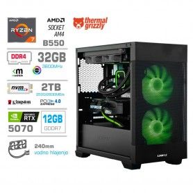 Gaming računalnik MEGA S7X AMD Ryzen 7-5800X | RTX5070 | 32GB | 2TB-NVMe | Brez OS | Črn + Estetski kabli