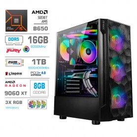 Gaming računalnik MEGA S7 AMd Ryzen 5-7600X | RX9060 XT | 16GB-DDR5 | 1TB-NVMe | Brez OS